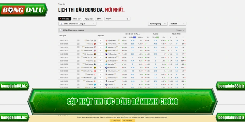 Cập nhật tin tức bóng đá nhanh chóng