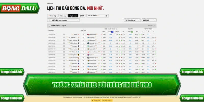 Thường xuyên theo dõi thông tin thể thao